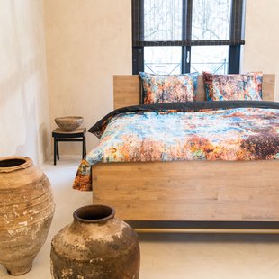 Sale - Kayori Bisha - Dekbedovertrek - Katoensatijn - 260/200-220 - Blauw