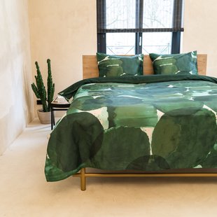 Sale - Kayori Oguni - Dekbedovertrek - Katoensatijn - 260/200-220 - Groen