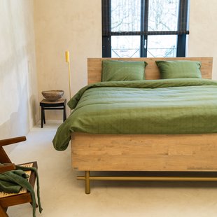 Sale - Kayori Shizu - Dekbedovertrek - Katoensatijn - 260/200-220 -Donkergroen