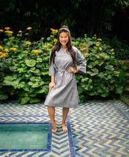 Sale - Kayori - Saitama - Kimono - Satijn - Stone -  L