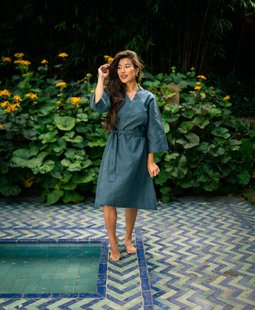 Sale - Kayori - Onno - Kimono - Satijn - Petrol - XL