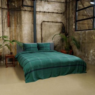 Kagura - Dekbedovertrek - Flanel  - 140/200-220 - Donkergroen