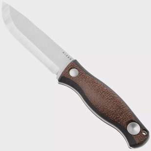 Kizer Polaris 1100A3, Satin AEB-L, Brown G10 / Burlap Micarta vaststaand mes, Azo design