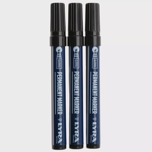 LYRA Permanent Marker L4018006 Medium, Black, set van 3 permanente markers