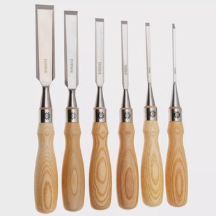Narex Richter Premium Bevel Edge Chisel Set 863851, beitelset 3-6-10-12-19-26 mm in gereedschapsrol, 6-delig