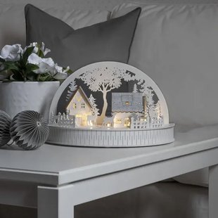Konstsmide kerstverlichting - houten kersthuis - 30 x 15 x 18 cm - wit