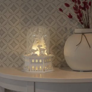 Konstsmide kerstverlichting - houten kersthuis - 18 x 18 x 23,5 cm - wit