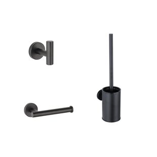 Adema Sparkle 2.0 Toiletset - toiletrolhouder - handdoekhaak - toiletborstelset - zwart mat SW1413910