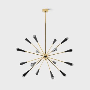 Sputnik LED hanglamp, 16-lichts, goud/zwart Stilnovo - Woonkamer - Designer - Metaal - Meerdere lampen