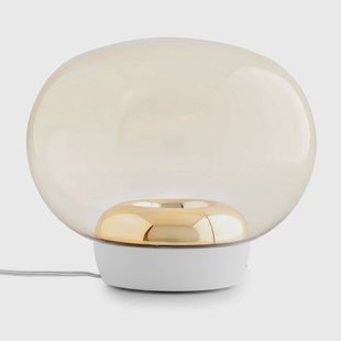 La Mariée LED tafellamp, goud/wit, hoogte 23,5 cm Stilnovo - Woonkamer - Designer - Glas - Met lampenkap