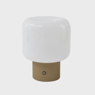 Katrin Palme LED tafellamp op batterijen beige Lucande - Woonkamer - Modern - Glas - 1 lamp