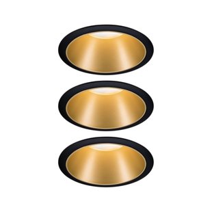 Paulmann Inbouwspot Led Cole Coin 3-stapdim Zwart Goud 3x6,5w