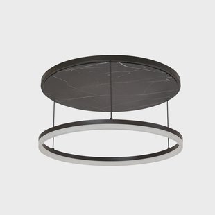 Orven LED plafondlamp, zwart/marmer, Ø 50 cm Lucande - Woonkamer - Modern - Metaal - 1 lamp
