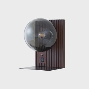 Veloura wandlamp, hoogte 30 cm, glas, hout, USB Lucande - Woonkamer - Designer - 1 lamp