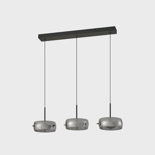 Martis LED hanglamp, zwart, 3-lamps, step-dim Lucande - Eetkamer - Modern - Glas - Meerdere lampen