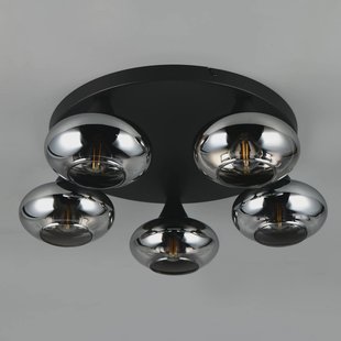 Reality Leuchten Plafondlamp Divina, rookkleurig, Ø 49 cm, 5-lamps, glas