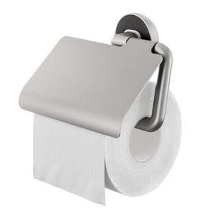 Tiger Toiletrolhouder Cooper - Rvs/zamak/abs - Met Klep - Rvs Geborsteld/zwart