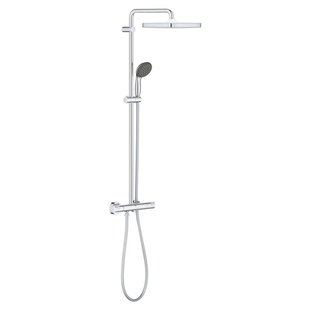 Grohe Regendouche Vitalio Start Douchesysteem - Met Thermostatische Kraan - Zilver - Vierkant - Met Handdouche - 15cm Hartafstand - 3-straals - Waterbesparend