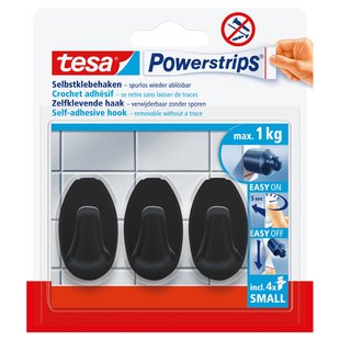 Tesa Powerstrips Zwart Ovaal Haken Small 1kg