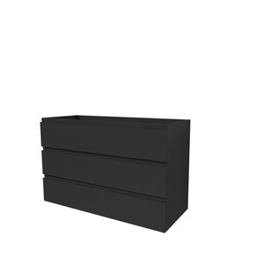 Aquazuro Wastafelonderkast Napoli 120cm - Zwart Mat - Met 3 Lades - 119,4x75x47,5cm