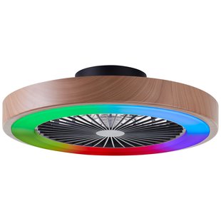 Brilliant Plafondventilator Slimline Hout Zwart ⌀49cm Cct Rgb 40w