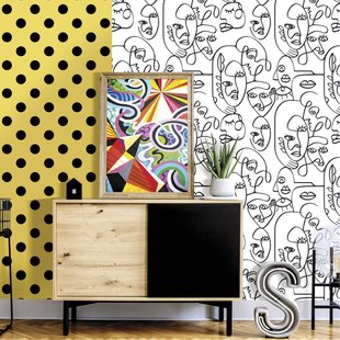 Vliesbehang Friends & Coffee 16653 - Geel - Zwart - 10,05m X 53cm