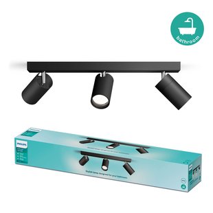 Philips Opbouwspot Badkamer Idris - Zwart - 3xgu10