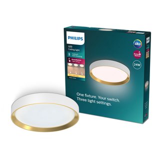 Philips Plafondlamp Hanno - Wit, Messing - 38cm - 24w