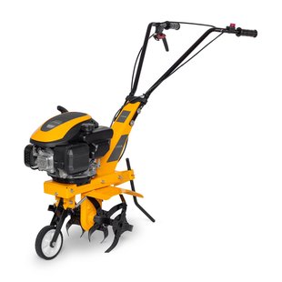Roterende Tuinfrees Met 123 Cc Benzinemotor, 36 Cm Werkbreedte En 12 Cm Werkdiepte, Uitgerust Met 4 Metalen Rotoren En 1 Transportwiel Vooraan.