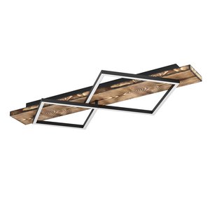 Eglo Plafondlamp Boyal - Zwart - Hout - Warm Wit - 28w