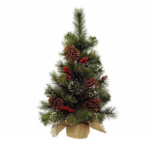 Everlands Kerstboom - kunst - mini - inclusief versiering - 60 cm