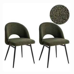 Beliani - ONAGA - Eetkamerstoel set van 2 - Donkergroen - Bouclé