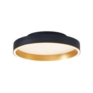 QAZQA Design plafondlamp zwart met goud 40cm incl. LED 3-way switch -