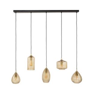 Fraaai Ruby hanglamp glas horizontaal 5-lichts - smoke bruin