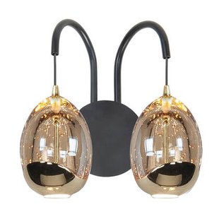 Highlight Wandlamp Golden Egg 2 Lichts Led Amber - Zwart