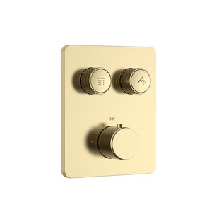 Inbouw Douchethermostaat BWS Sensa 2 Weg Met Drukknoppen Geborsteld Goud PVD (incl. inbouwdeel)