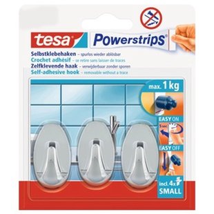 Tesa Powerstrips 3 Haken Ovaal Chroom