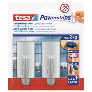 Tesa Powerstrips Zelfklevende Haak Grijs 2kg - 2 Stuks