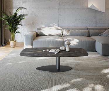 DELIFE Salontafel Edge Boot 140x80 cm keramiek Laminam® Noir Desir bruin Vibany zwart metaal