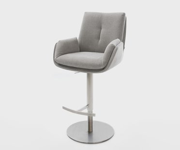 DELIFE Barstoel Clea-Flex structuurstof zacht grijs draaivoet in hoogte verstelbaar RVS draaibaar pocketvering