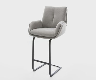 DELIFE Barstoel Clea-Flex structuurstof zacht grijs vrijstaand vlak metaal pocketvering