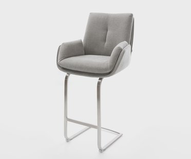 DELIFE Barstoel Clea-Flex structuurstof zacht grijs vrijstaand vlak RVS pocketvering