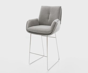 DELIFE Barstoel Clea-Flex structuurstof zacht grijs sledepootframe RVS pocketvering