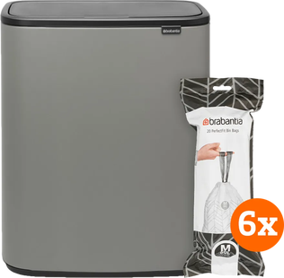 Brabantia Bo Touch Bin 60 Liter Mineral Concrete Grey + Vuilniszakken (120 stuks)