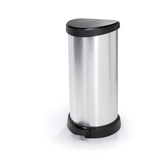 Curver Pedaalemmer Decobin Ovaal 40l Metallic Zilver En Zwart