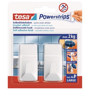 Tesa Powerstrips Zelfklevende Haak Wit 2kg - 2 Stuks