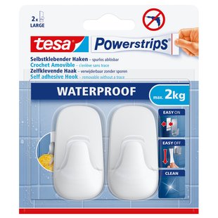 Tesa Powerstrips® Waterproof Haken L Kunststof Wit