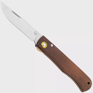 Böker Plus Rusticus Medium 01BP0041, Satin 420 Stainless Steel, Brown Wood zakmes