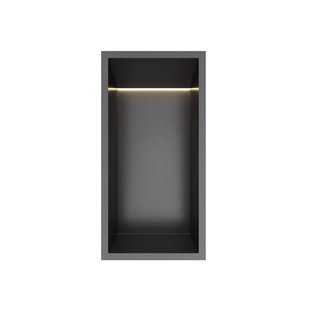 Hotbath &MORE Inbouwbox of inbouwnis - 30x15x10 - with LED IP44 - Geborsteld zwart PVD BOX015LMBP