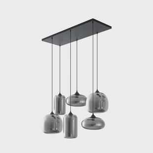 Marla hanglamp, 6-lamps, glas, rookgrijs Lindby - Eetkamer - Modern - Meerdere lampen